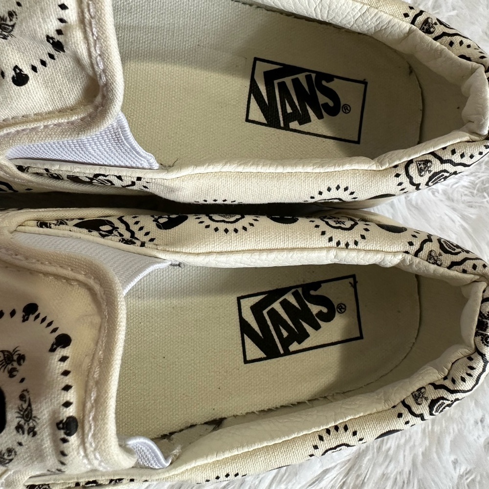 Vans Black Skull and Cream Graphic Slip-Ons - Picture 2 of 5